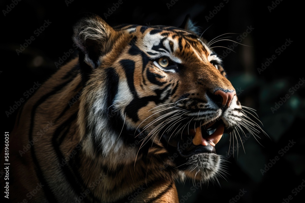 Roaring Sumatran Tiger. Generative AI