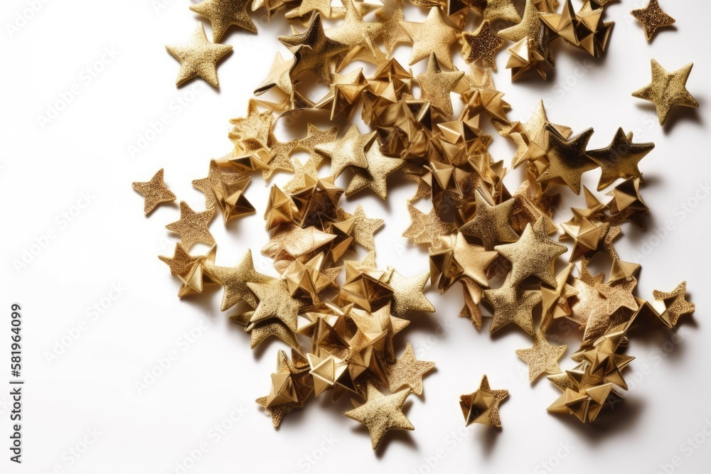 Group of gold star decoration christmas happy new year isolated on white background object design on