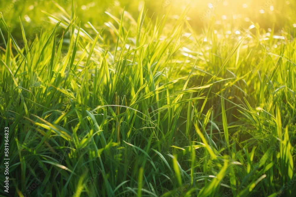 sunlight and lush grass. background pattern. Generative AI