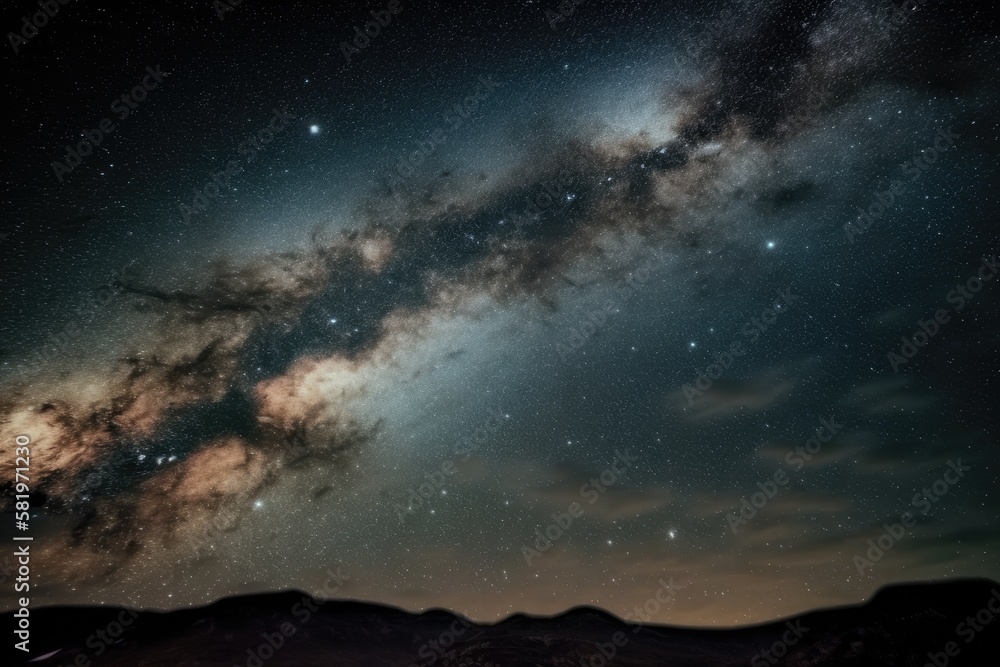 View of the Milky Way galaxy in the universe with stars and astronomical dust. Generative AI