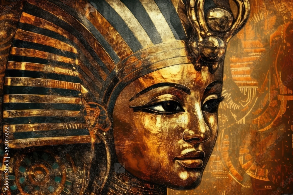 abstracted images of ancient Egypt, Gold. Cleopatra. Generative AI