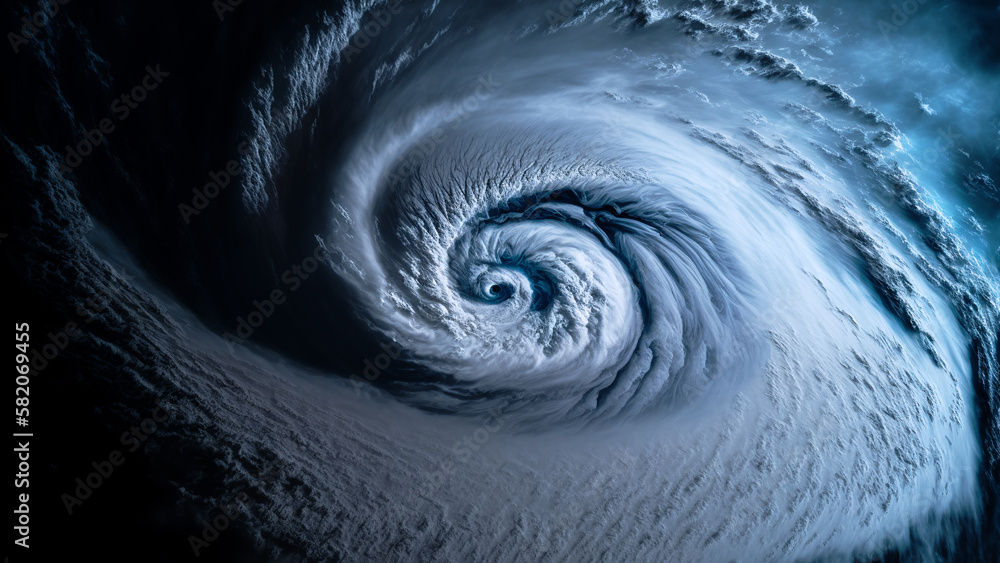 View of a cyclone eye from space. Giant hurricane background. Generative ai