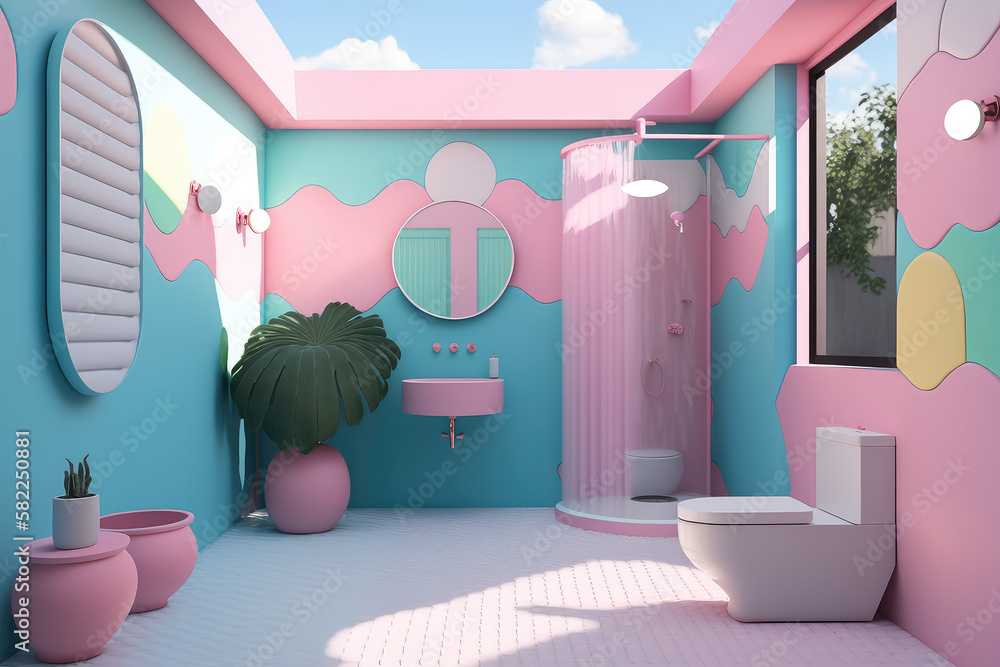 modern bathroom pastel color	