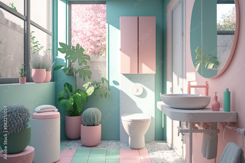 modern bathroom pastel color	