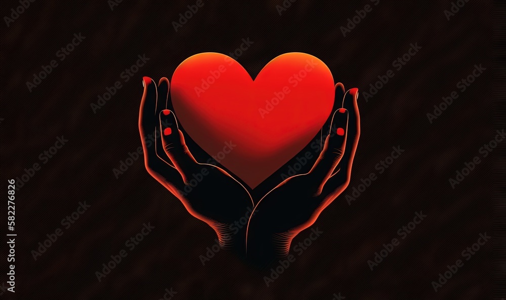  two hands holding a red heart on a black background with a red background and a black background wi