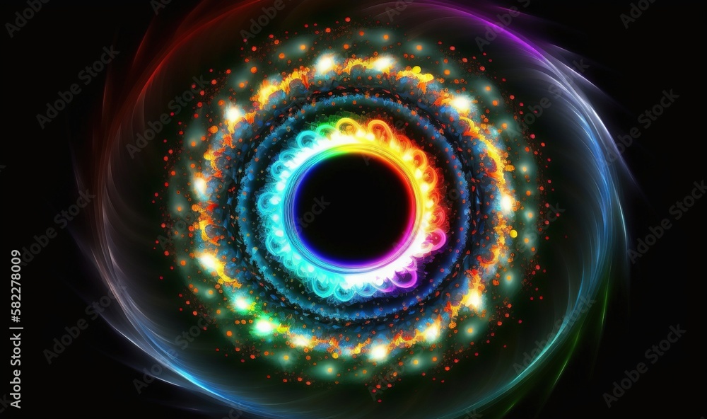  a colorful spiral with a black background and a black background with a white circle in the center 