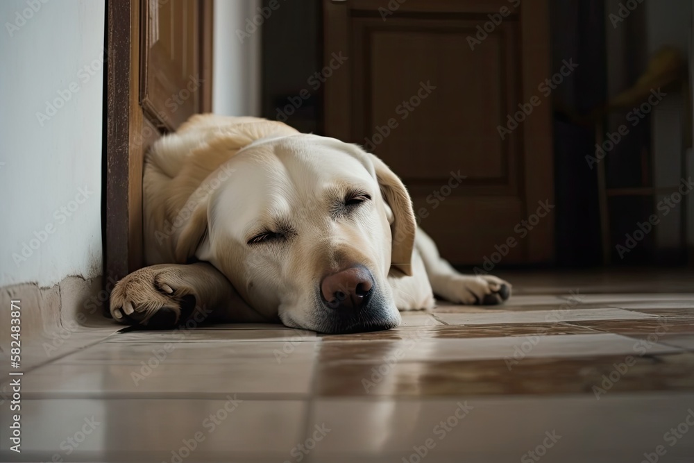 The dog is sleeping in the house. Generative AI