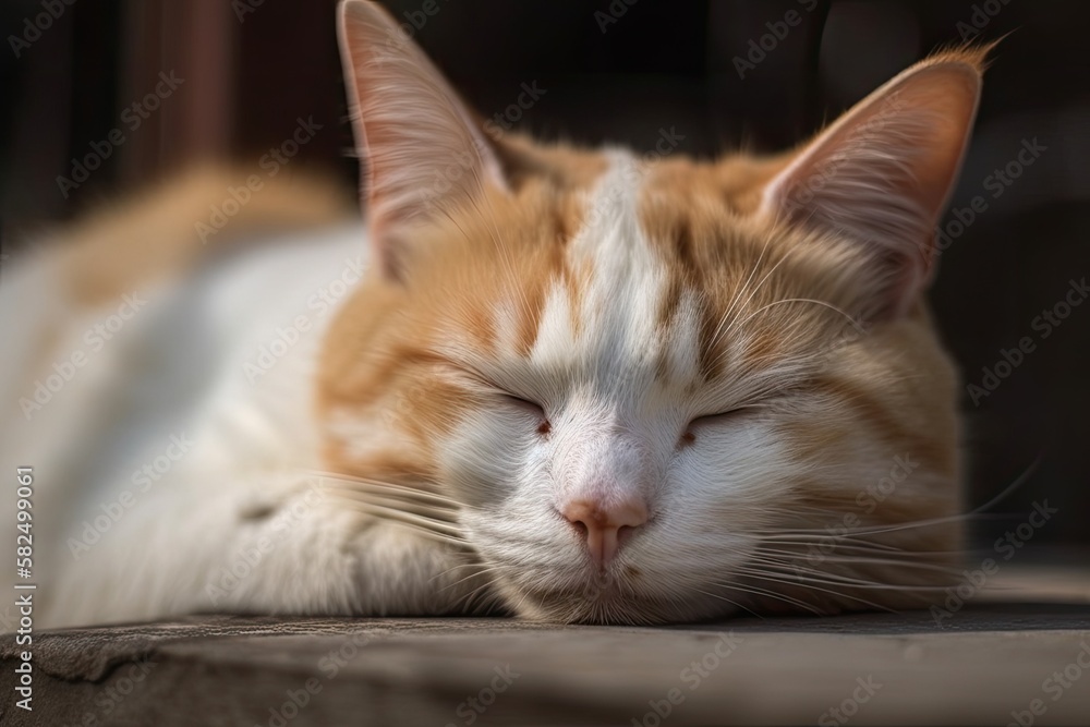 Sweetly sleeping cat. Generative AI