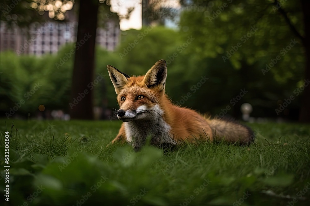 In the city, a fox. Generative AI