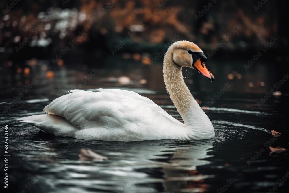 the mute swan Swimming in the lake is Cygnus olor. Generative AI