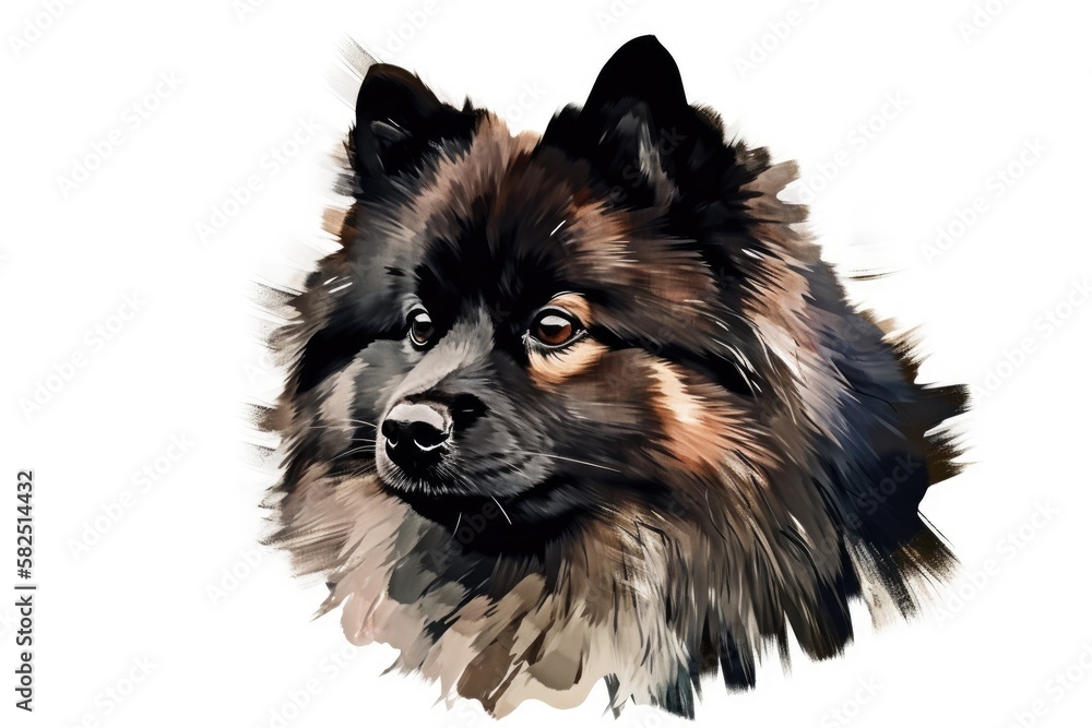 Swedish Lapphunds are a breed of dog of the Spitz type. illustration using digital art. animal water