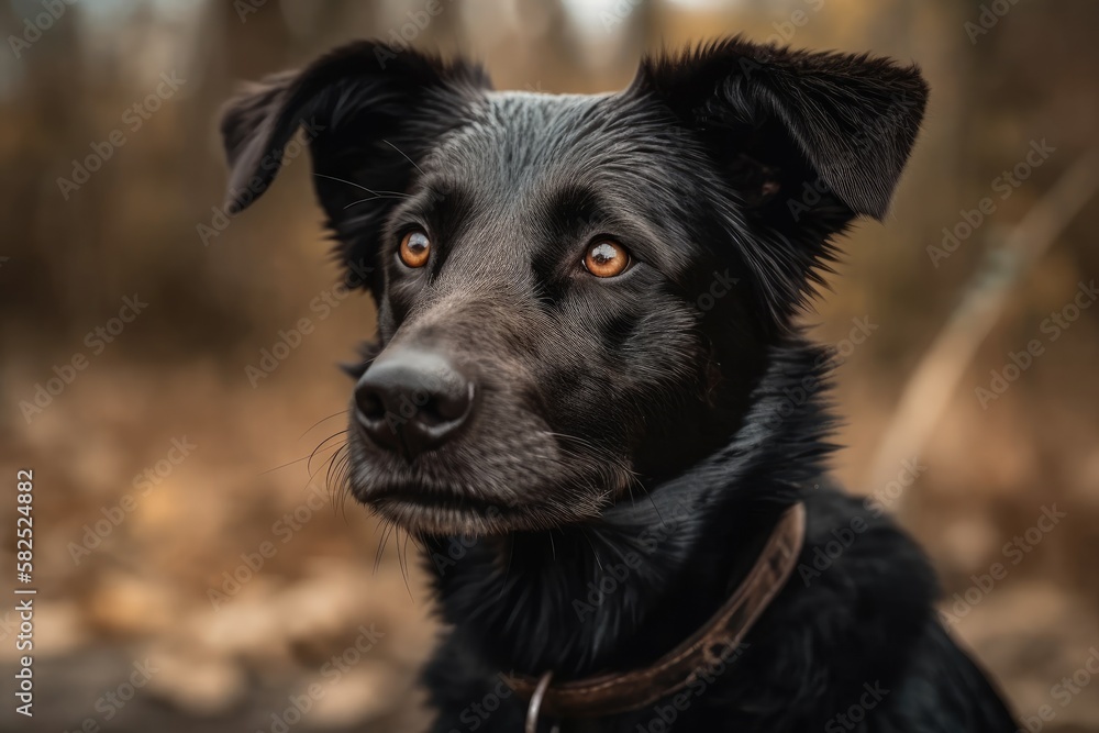 nice photo of a young black dog. Generative AI