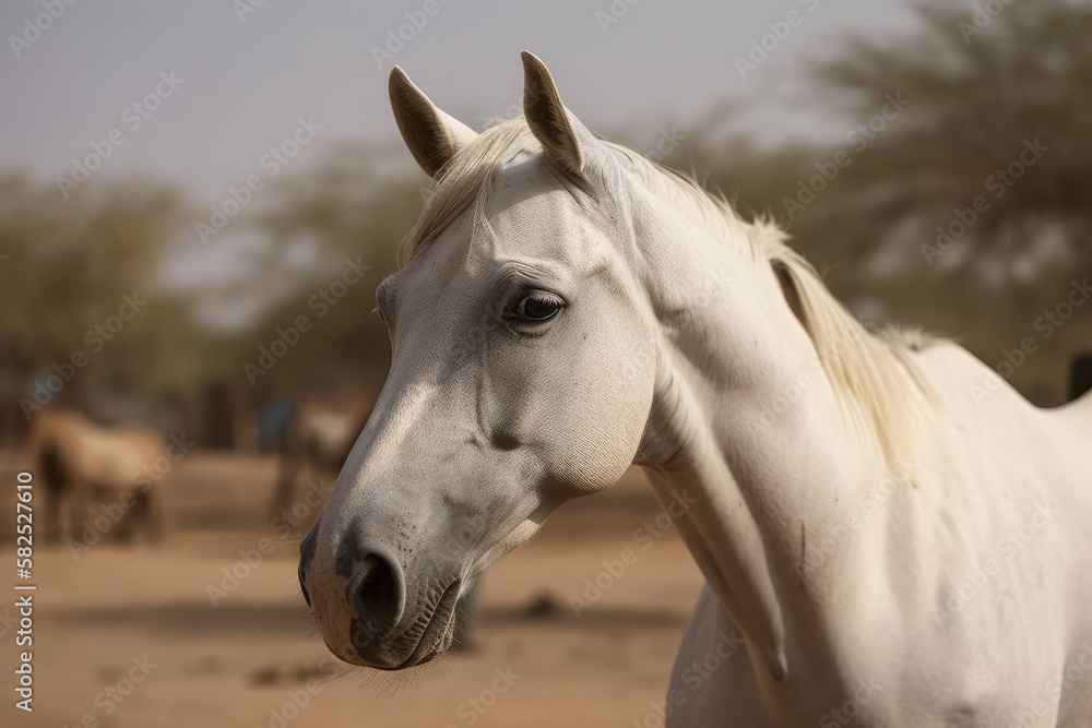 Horse of Indian Marwari Breed. Generative AI