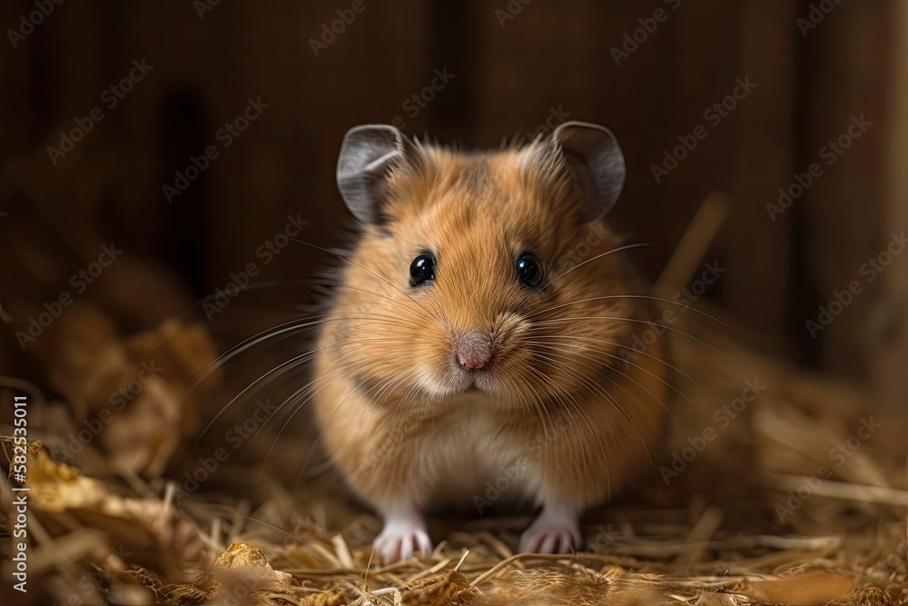 Little Syrian golden hamster gerbil. Generative AI