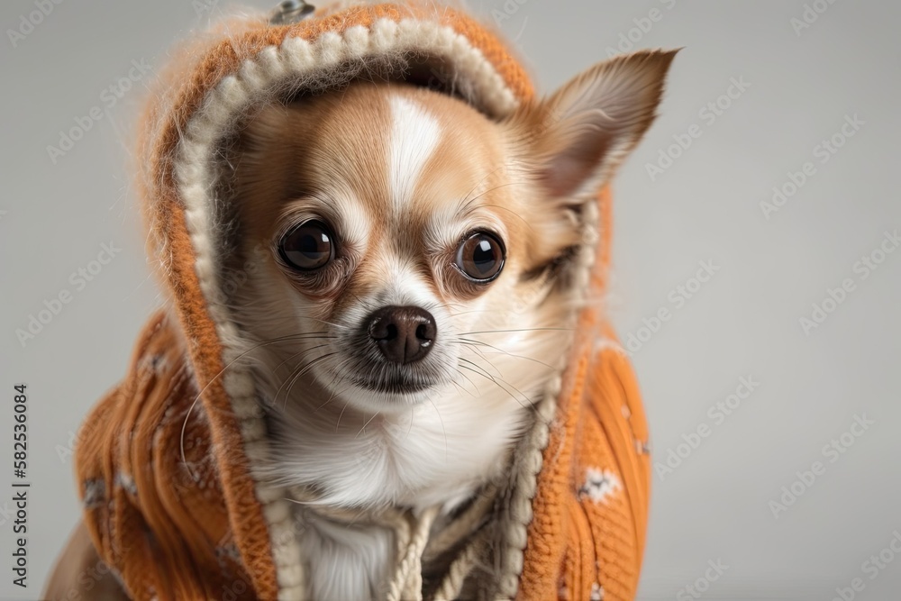 adorably dressed chihuahua dog. Generative AI