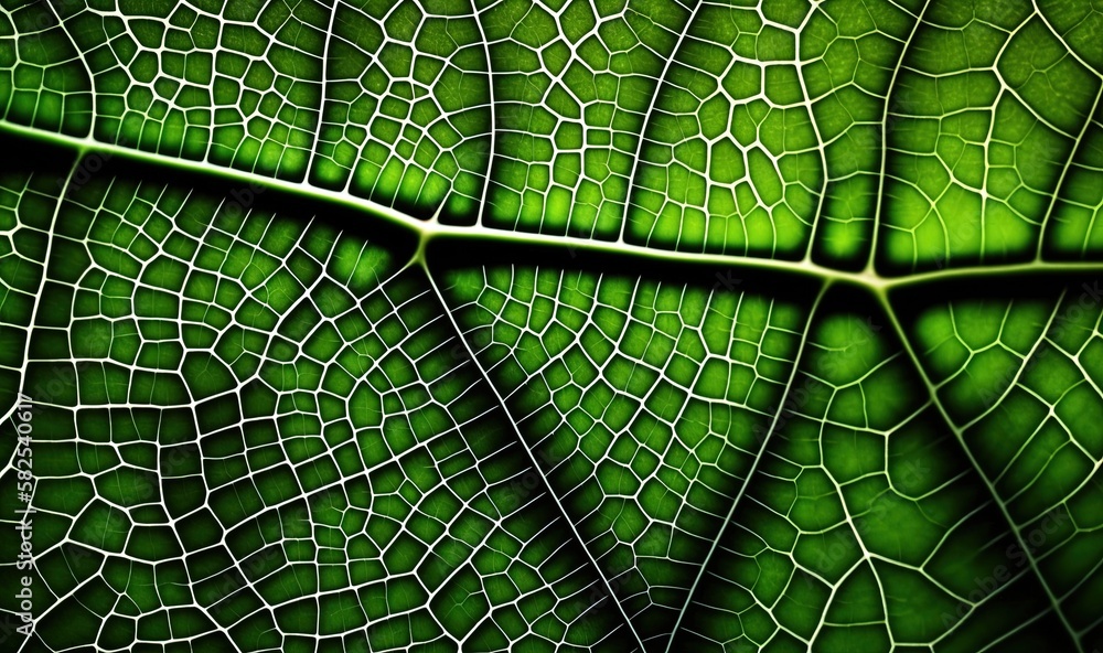  a close up view of a green leafs leafs veining and veining pattern on a leafs surface, with a br