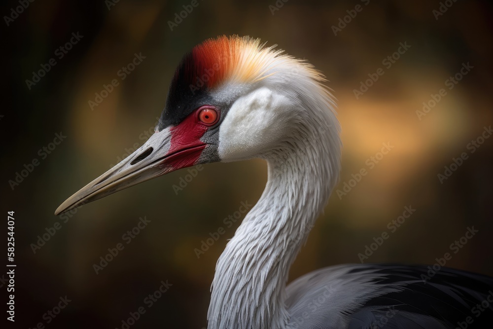 A wattled crane (grus carunculata) in profile. Photo shot in Frances Villars les Dombes bird park. 