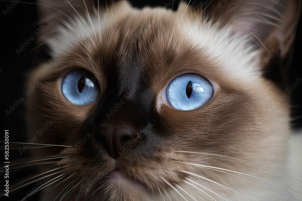 blue eyes on a brown cat. Generative AI