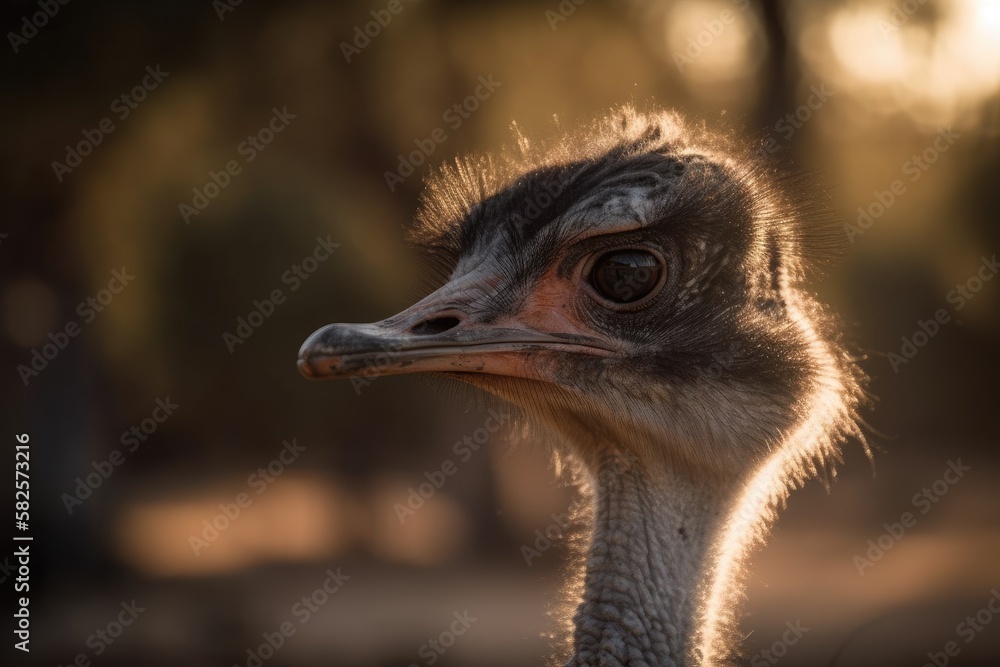 Ostrich in portrait. Generative AI