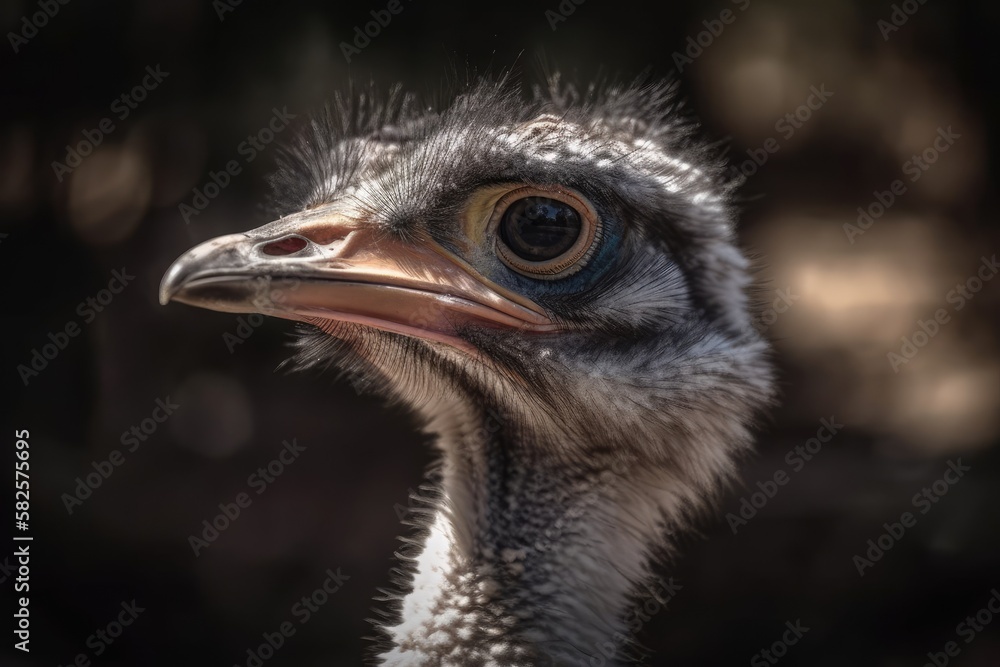 A magnificent portrait of an ostrich. Generative AI