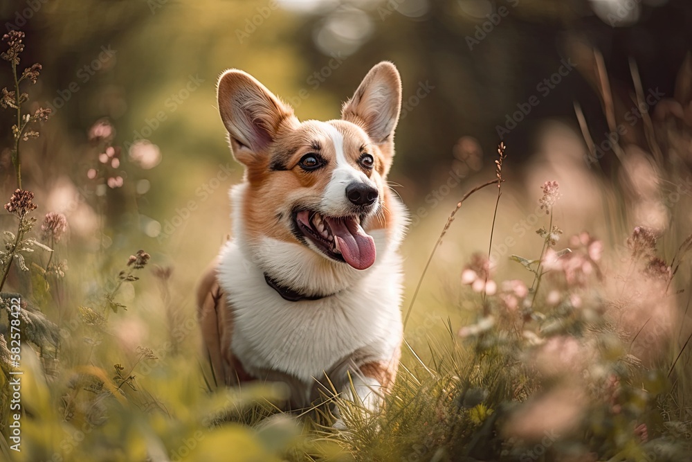 outside, playing corgi. Generative AI