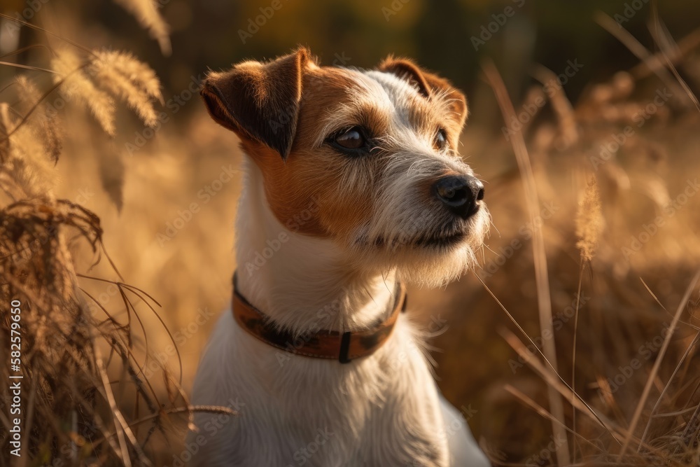 Jack Russell Terrier dog breed on the search. Generative AI