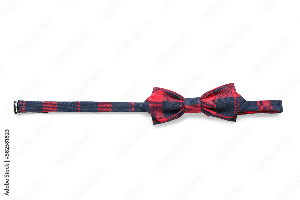 Stylish bow tie on white background