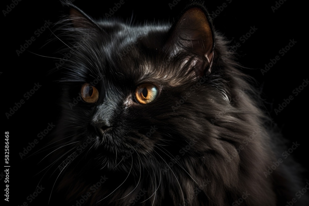 A black cat observing. Generative AI