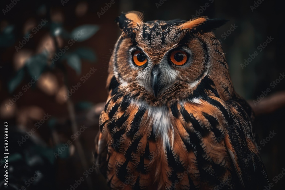 Big, adorable owl. Generative AI