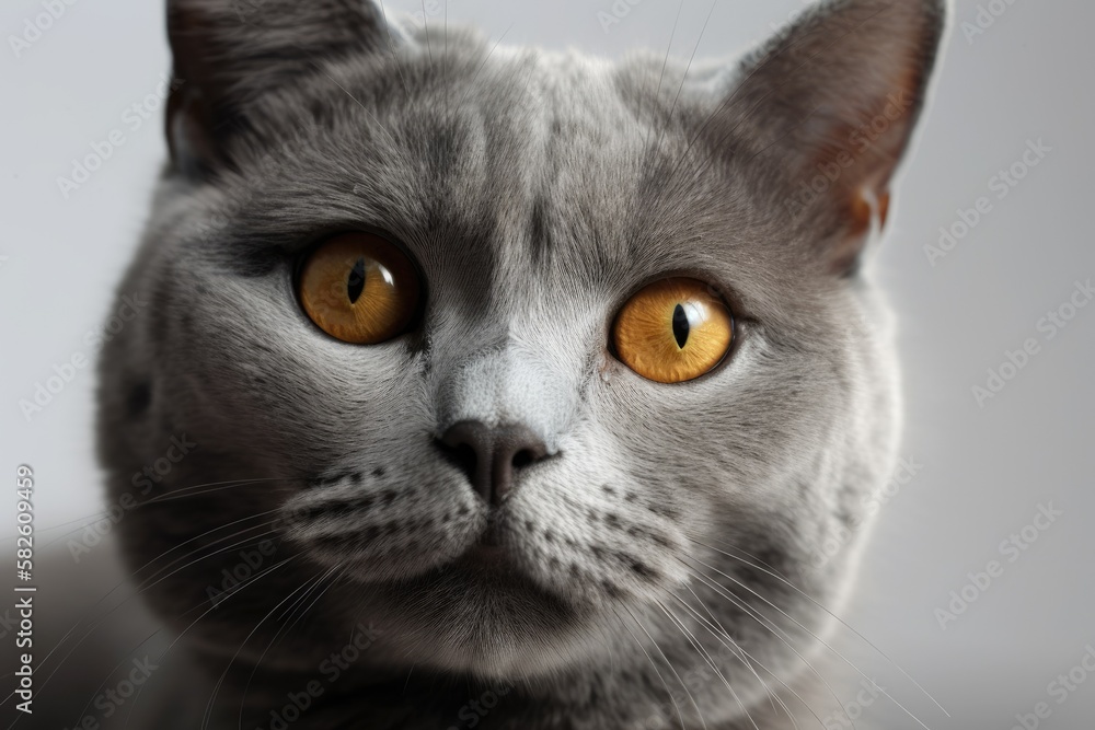 A gray cat portrait. Generative AI