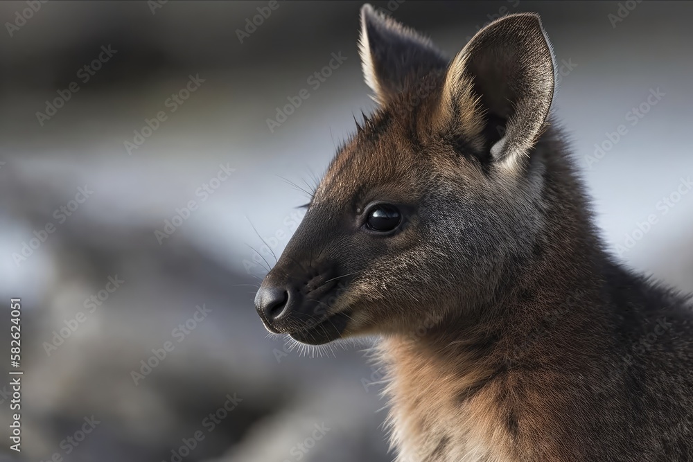 An image of a Bennetts Wallaby in profile. Generative AI