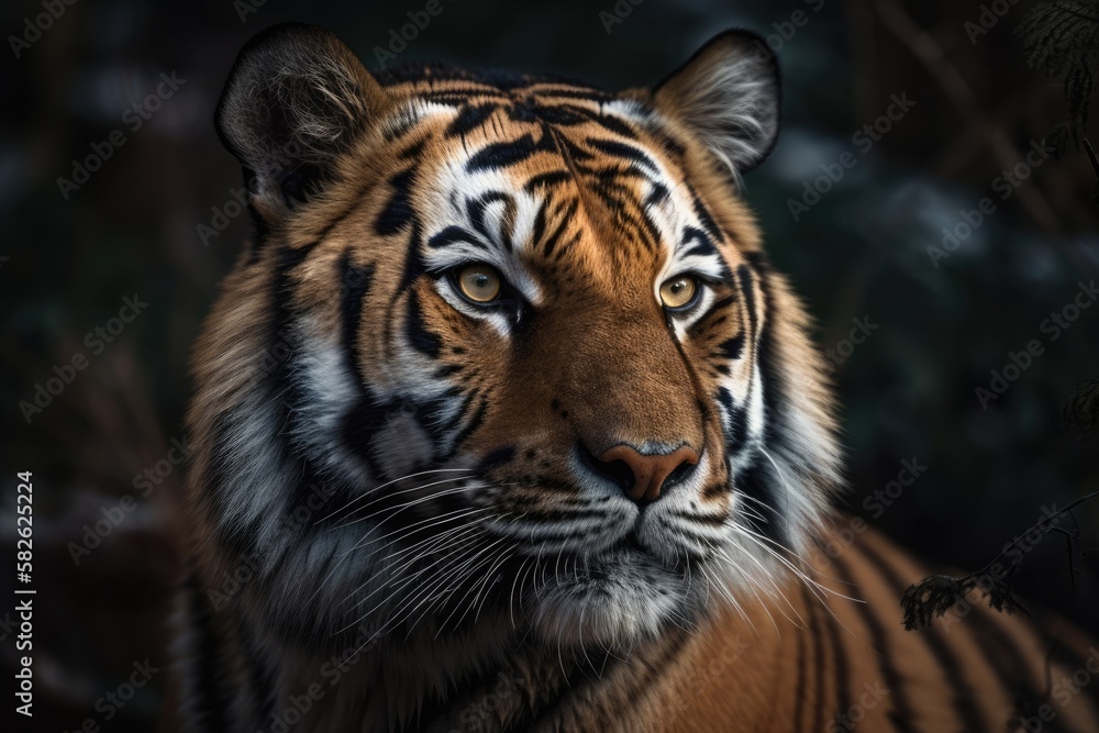 Tiger. Beautiful Bengal tiger portrait. Siberian Tiger of Amur. Generative AI