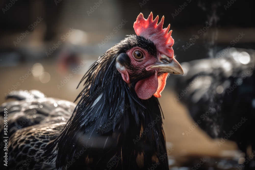 Chickens soaking in the rays. Generative AI