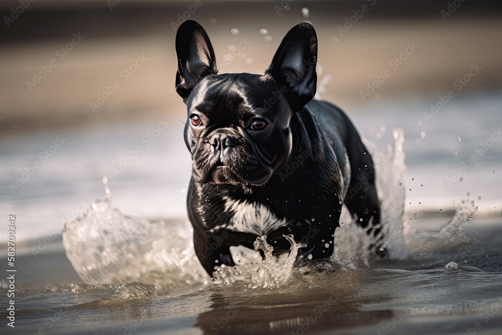 black french bulldog. Generative AI