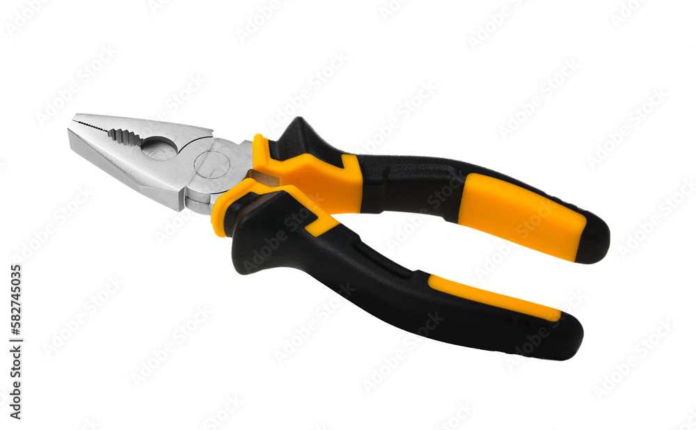 Orange pliers isolated on white background