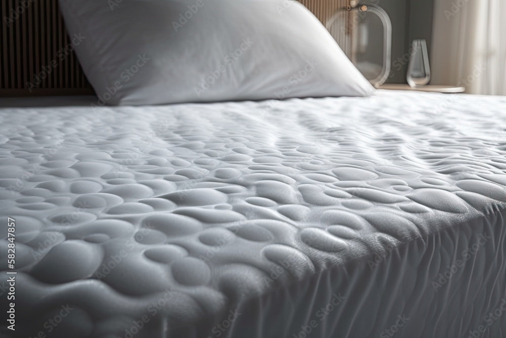 mattress corner with a mattress pad that prevents moisture throughfiltration. Terry cotton in white 