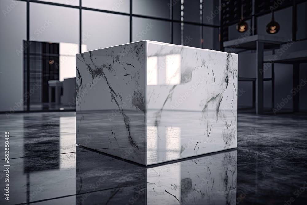 a graphic with the appearance of a marble block with a reflection in a mirror. Generative AI