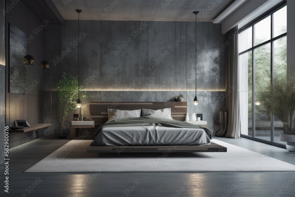 Use this mock up of a bedrooms interior, complete with furnishings in a modern, contemporary design