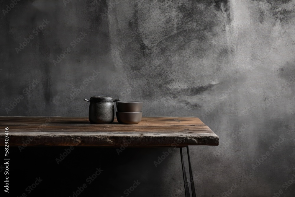 For product presentations, mockups, and backdrops, use this abstract concrete table with a dark tone