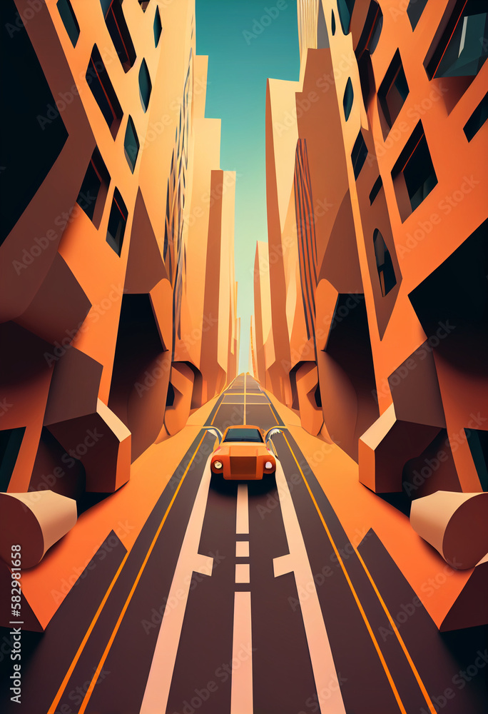 AI-generated car highway illustration