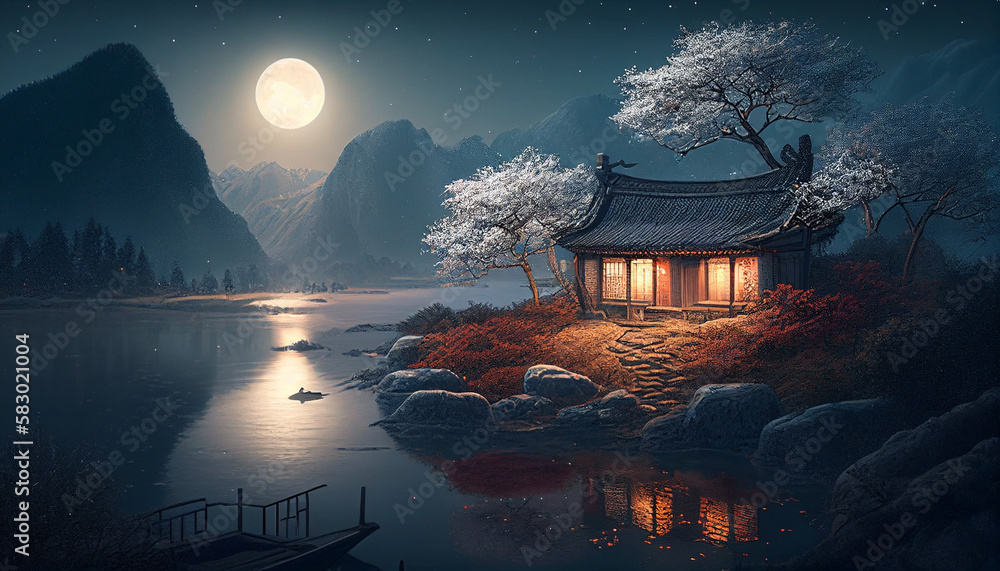 AI generates illustrations fantastic landscape