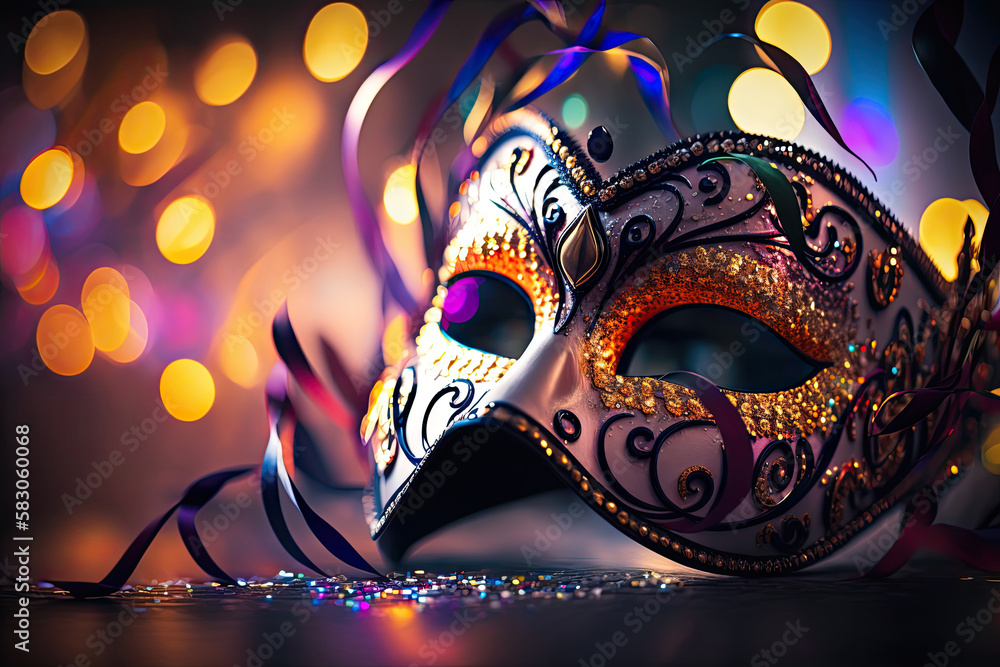 Carnival - Venetian Mask Party - Masquerade Disguise. Illustration AI Generative