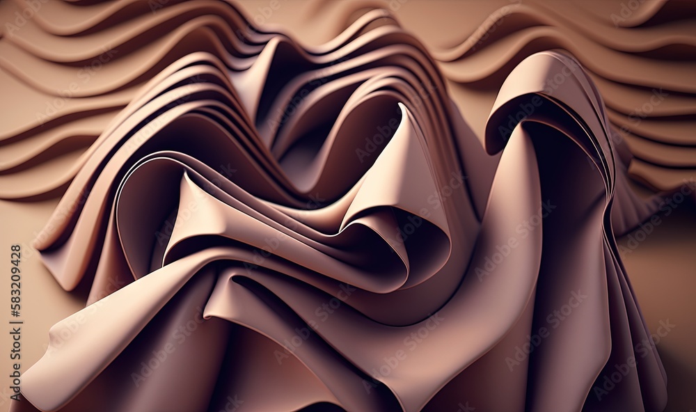  an abstract image of a wavy, flowing fabric in brown and beige tones, with a black frame on the rig