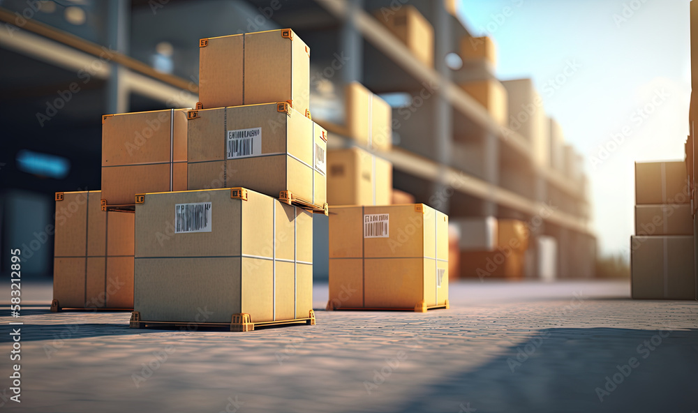  a bunch of boxes that are sitting on the ground in front of a building that has a lot of boxes on i