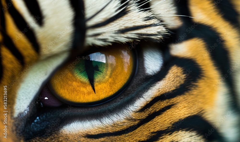  a close up of a tigers eye with a green and yellow eyeball in the center of the eye of the tigers