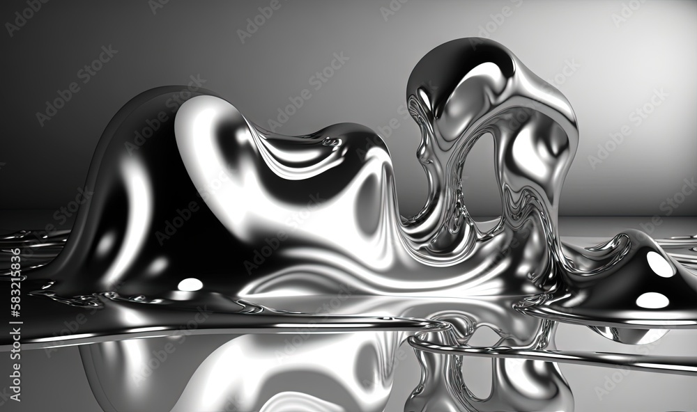  a black and white photo of a liquid or liquid with a reflection on the surface of the water and the