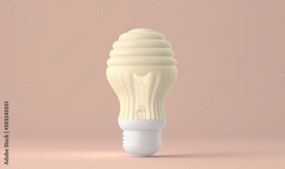  a white light bulb with a light pink wall in the background and a light pink wall in the background