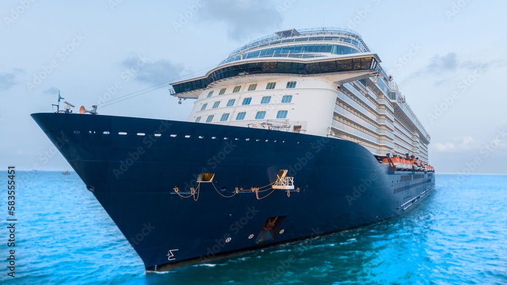 Cruise Ship, Cruise Liners beautiful white cruise ship above luxury cruise in the ocean sea at early