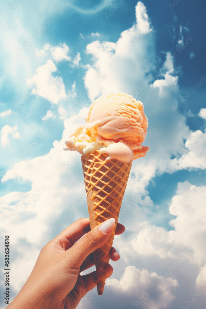 Tasty Sweet Ice Cream. Illustration AI Generative