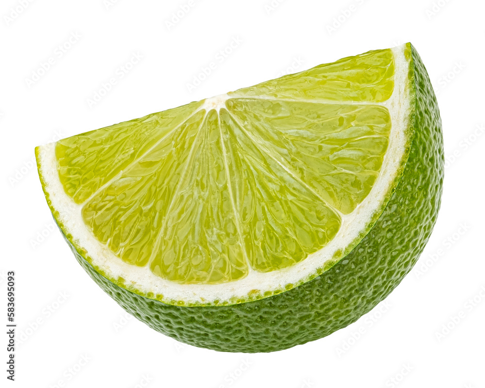 Lime citrus slice isolated on white background